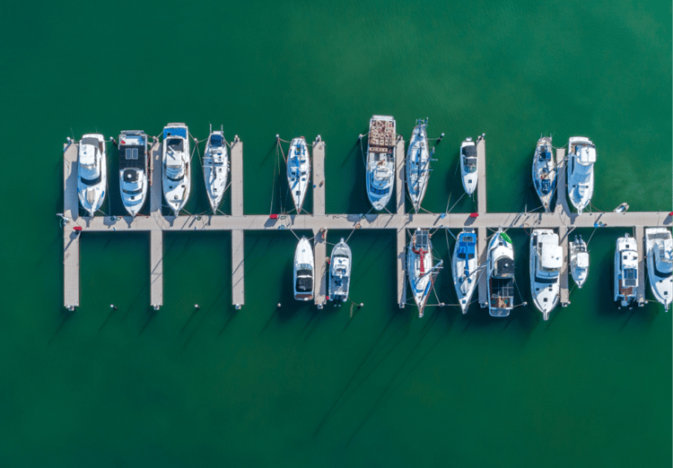 An overhead shot of the future Saltleaf Marina, with 72 spots and a boat shuttle to take residents out on excursions on Estero Bay-1