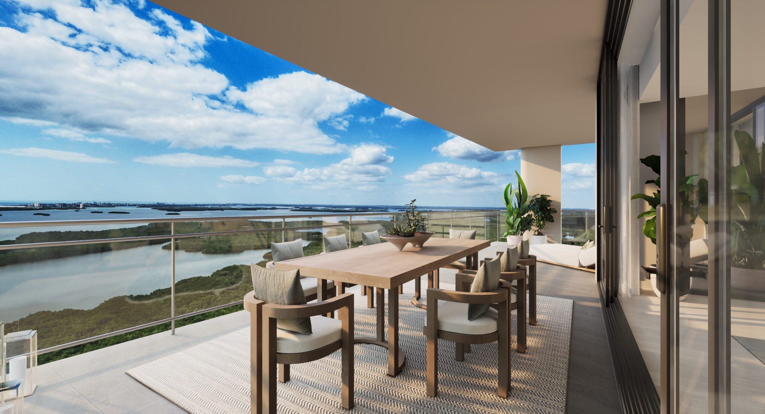 Residence 03 balcony with views of Estero Bay