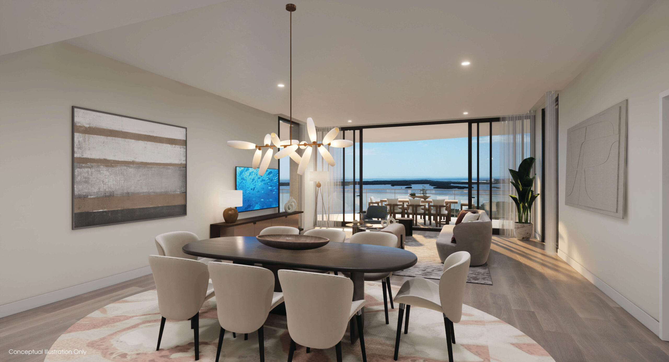 Residence 02 dining room with free-flowing balcony